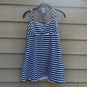 Lands' End Blue Striped Tankini Swim Top (8)